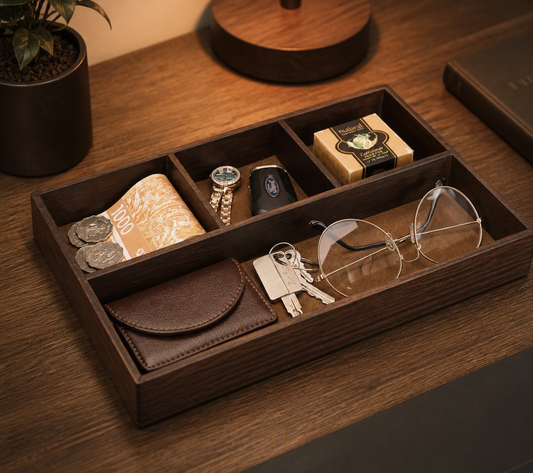 Leather Desktop Organizer Box